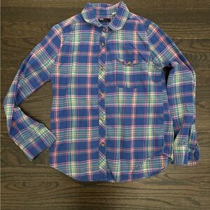 Urban Outfitters Brand BDG Boyfriend Fit Blue and Pink Plaid Button Down Shirt